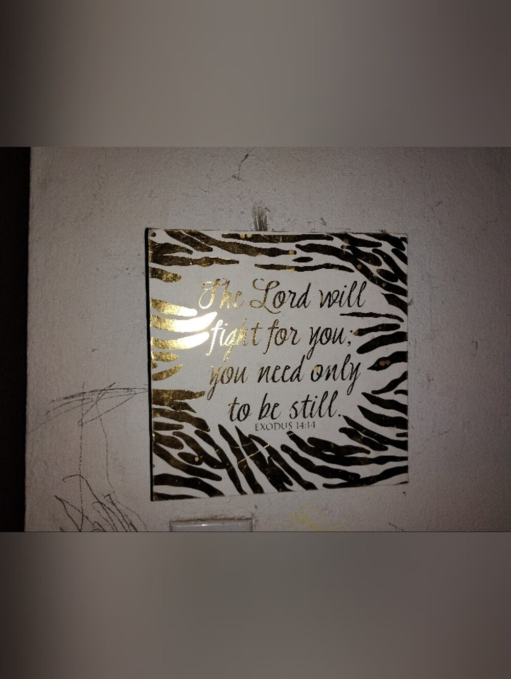 Inspirational Gold Zebra Wall Art - Religious Quote